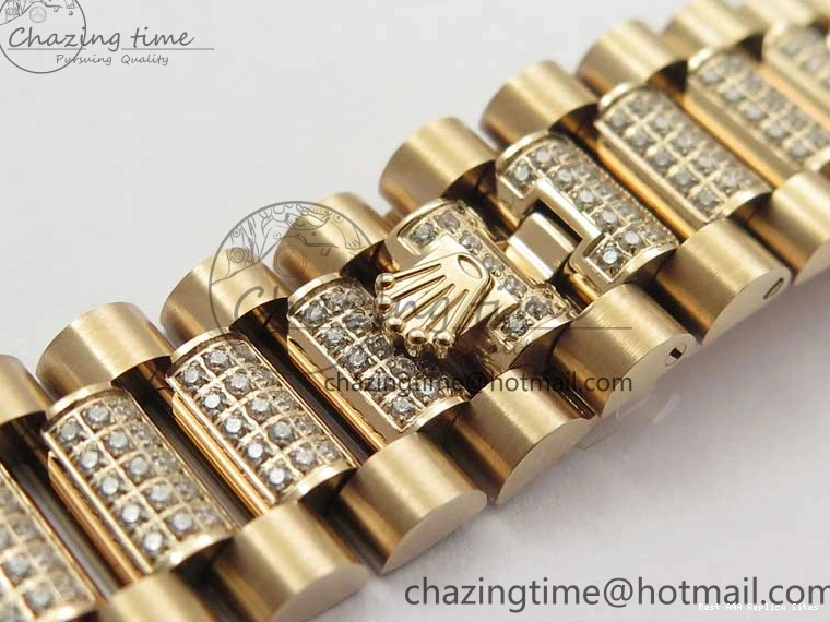 AAA Replica Watches on President A 2689 BP White ComfortFit Crystal Crystal Marker MOP RG Best Edition 128235 Dial Day-Date Bracelet RG 36mm 1218